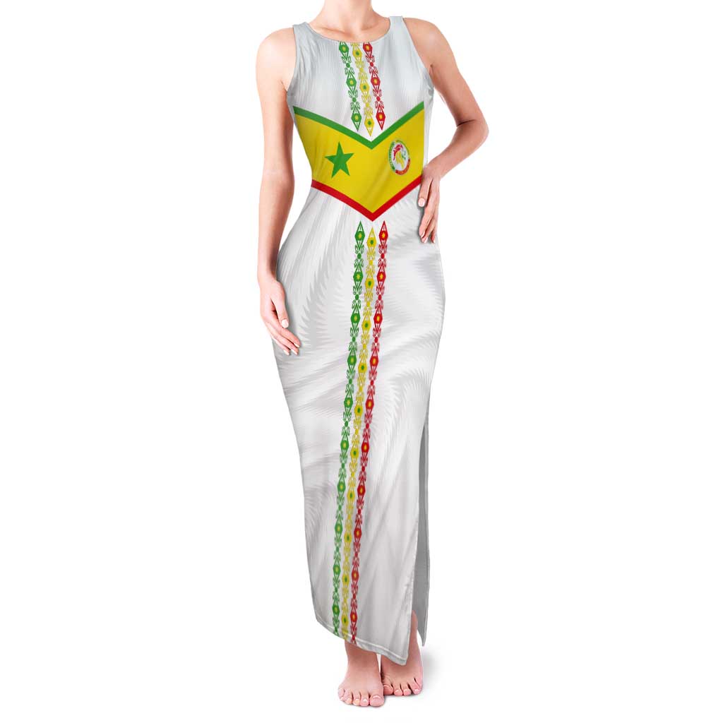 Custom Senegal Football Tank Maxi Dress Tricolor Traditional Patterns Sporty Style - Wonder Print Shop