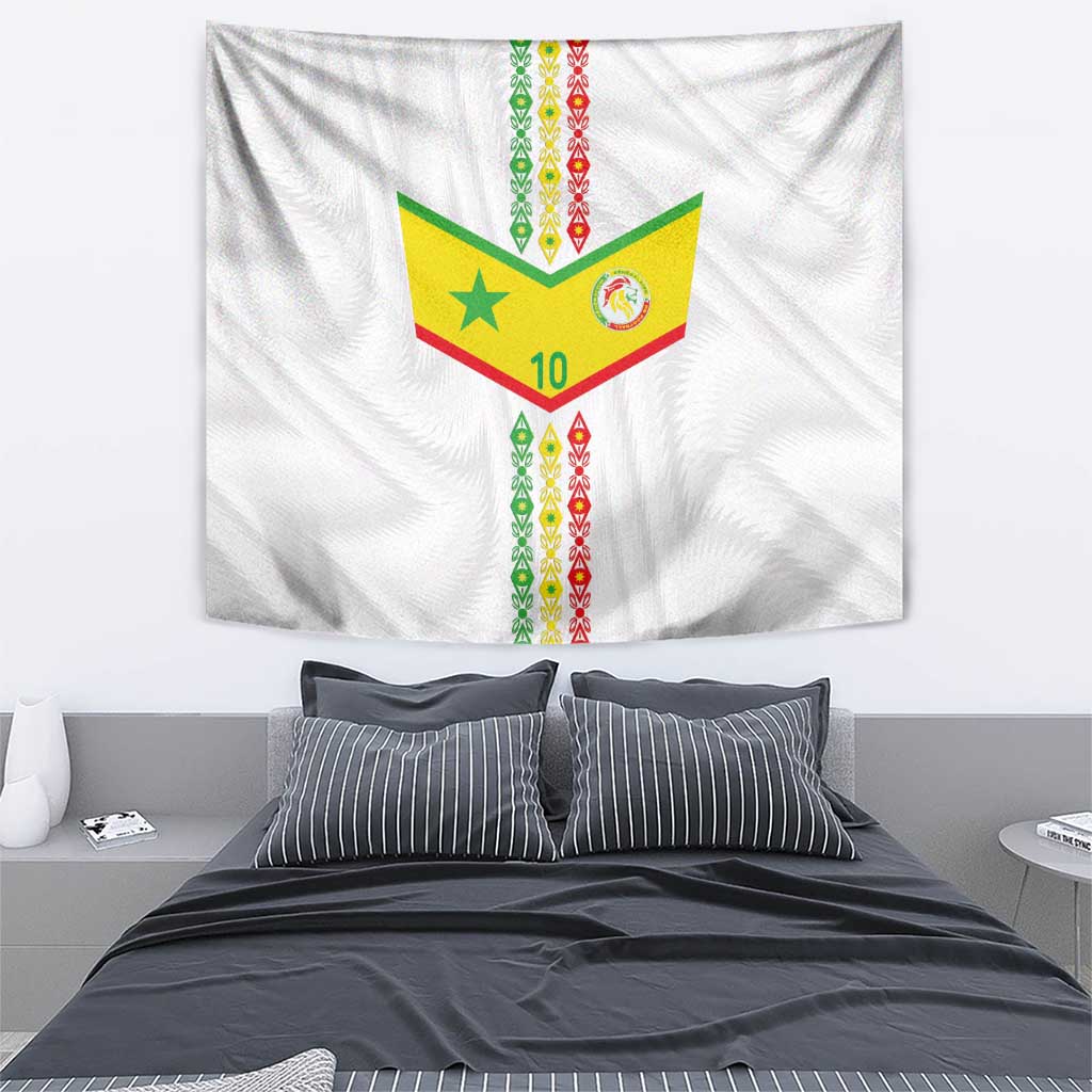 Custom Senegal Football Tapestry Tricolor Traditional Patterns Sporty Style - Wonder Print Shop
