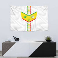 Custom Senegal Football Tapestry Tricolor Traditional Patterns Sporty Style - Wonder Print Shop