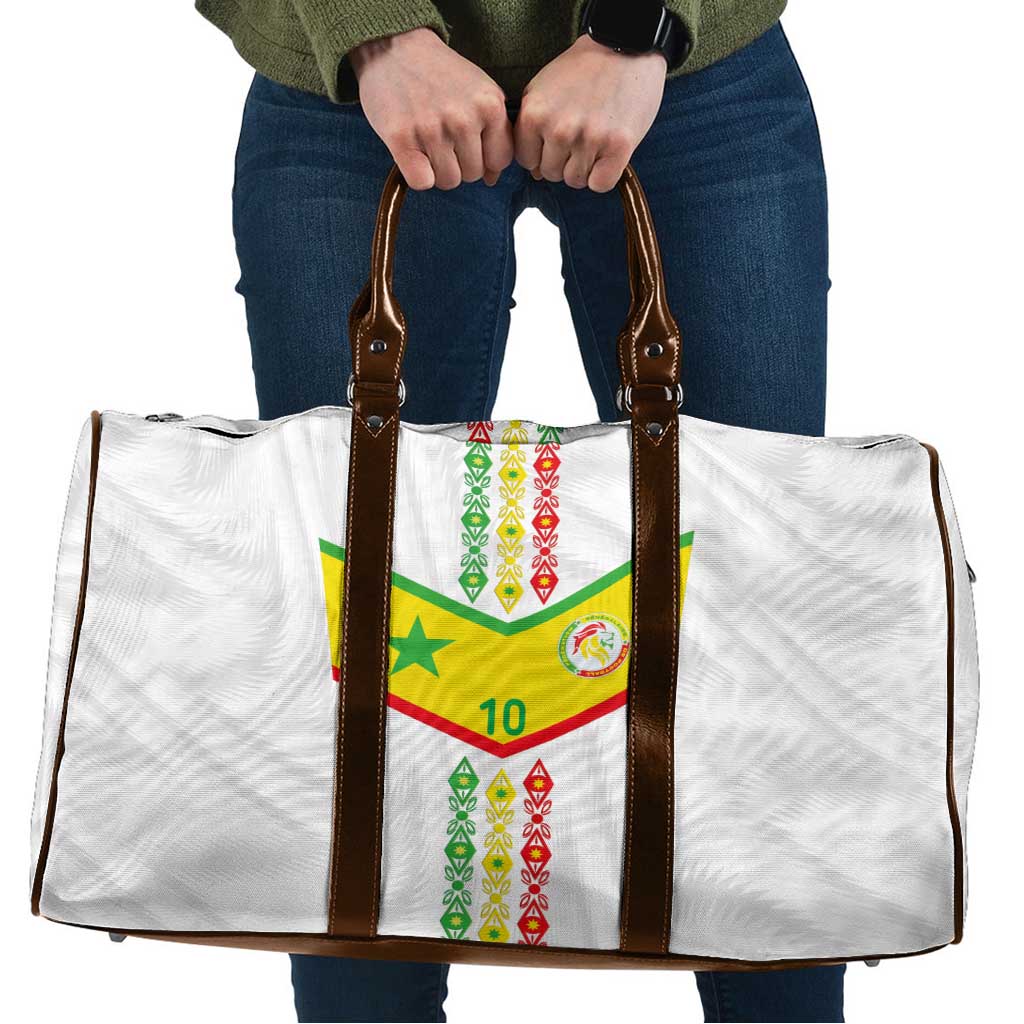 Custom Senegal Football Travel Bag Tricolor Traditional Patterns Sporty Style - Wonder Print Shop