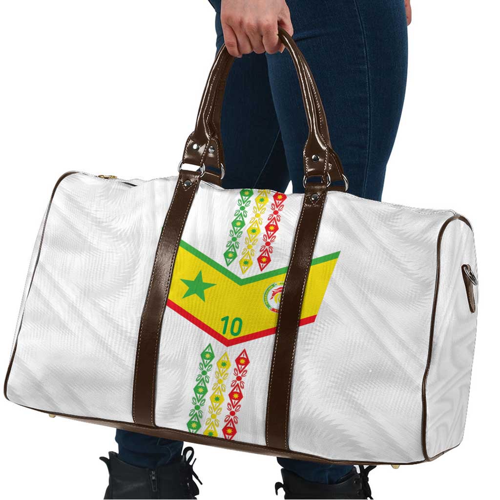 Custom Senegal Football Travel Bag Tricolor Traditional Patterns Sporty Style - Wonder Print Shop