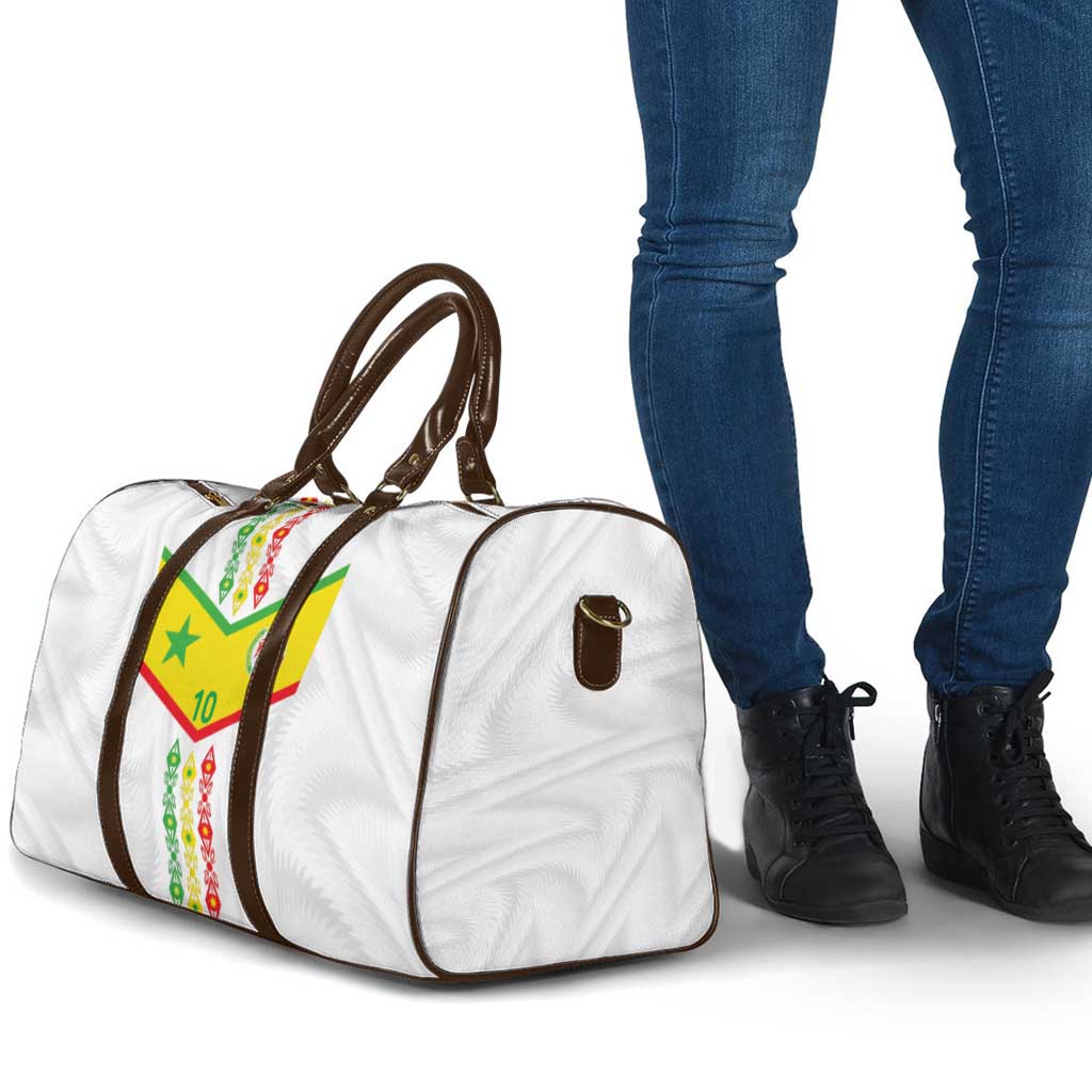 Custom Senegal Football Travel Bag Tricolor Traditional Patterns Sporty Style - Wonder Print Shop