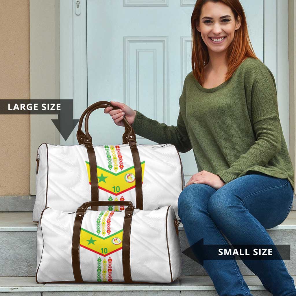 Custom Senegal Football Travel Bag Tricolor Traditional Patterns Sporty Style - Wonder Print Shop