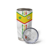 Custom Senegal Football Tumbler Cup Tricolor Traditional Patterns Sporty Style - Wonder Print Shop