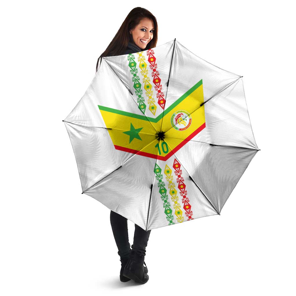 Custom Senegal Football Umbrella Tricolor Traditional Patterns Sporty Style - Wonder Print Shop