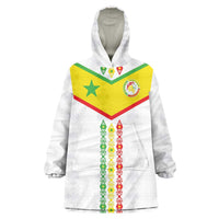 Custom Senegal Football Wearable Blanket Hoodie Tricolor Traditional Patterns Sporty Style - Wonder Print Shop