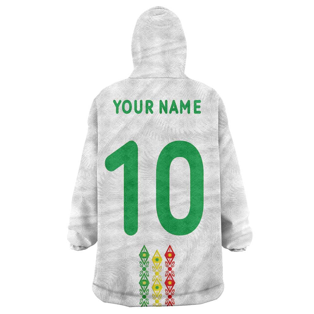 Custom Senegal Football Wearable Blanket Hoodie Tricolor Traditional Patterns Sporty Style - Wonder Print Shop
