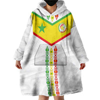 Custom Senegal Football Wearable Blanket Hoodie Tricolor Traditional Patterns Sporty Style - Wonder Print Shop