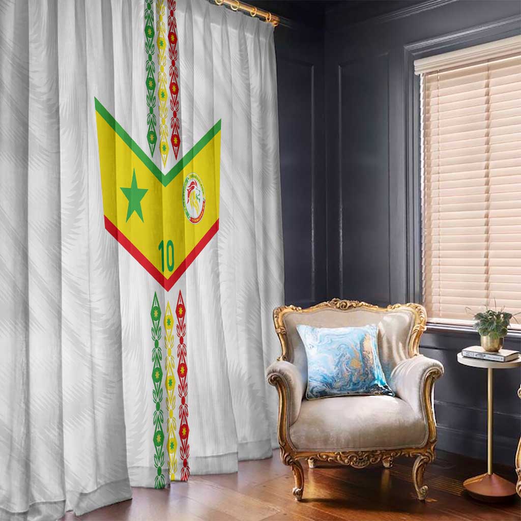 Custom Senegal Football Window Curtain Tricolor Traditional Patterns Sporty Style - Wonder Print Shop