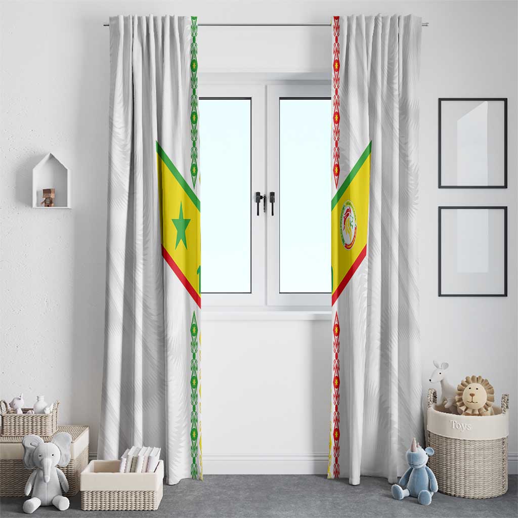 Custom Senegal Football Window Curtain Tricolor Traditional Patterns Sporty Style - Wonder Print Shop