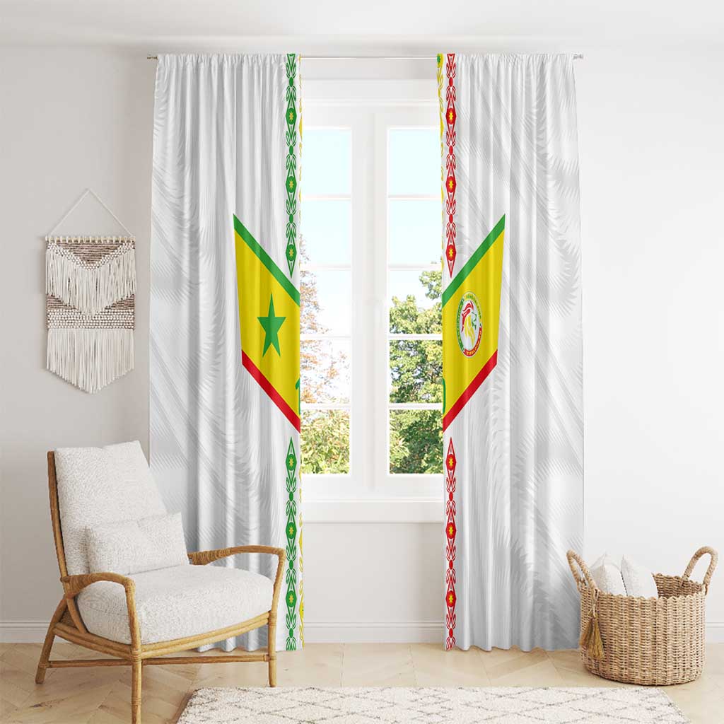 Custom Senegal Football Window Curtain Tricolor Traditional Patterns Sporty Style - Wonder Print Shop