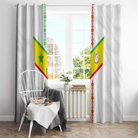Custom Senegal Football Window Curtain Tricolor Traditional Patterns Sporty Style - Wonder Print Shop