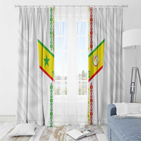 Custom Senegal Football Window Curtain Tricolor Traditional Patterns Sporty Style - Wonder Print Shop
