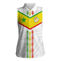 Custom Senegal Football Women Sleeveless Polo Shirt Tricolor Traditional Patterns Sporty Style - Wonder Print Shop