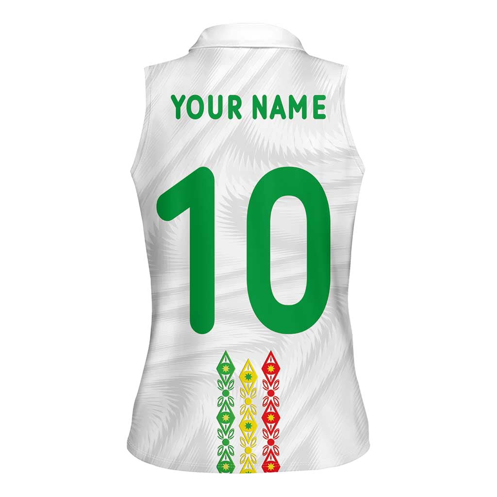 Custom Senegal Football Women Sleeveless Polo Shirt Tricolor Traditional Patterns Sporty Style - Wonder Print Shop
