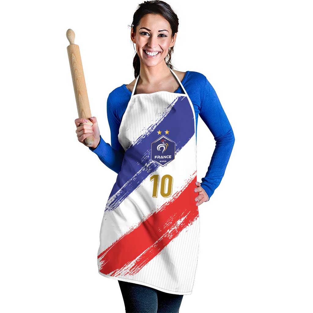 Custom France Foorball Apron Les Bleus Tricolor Brush Style - Wonder Print Shop