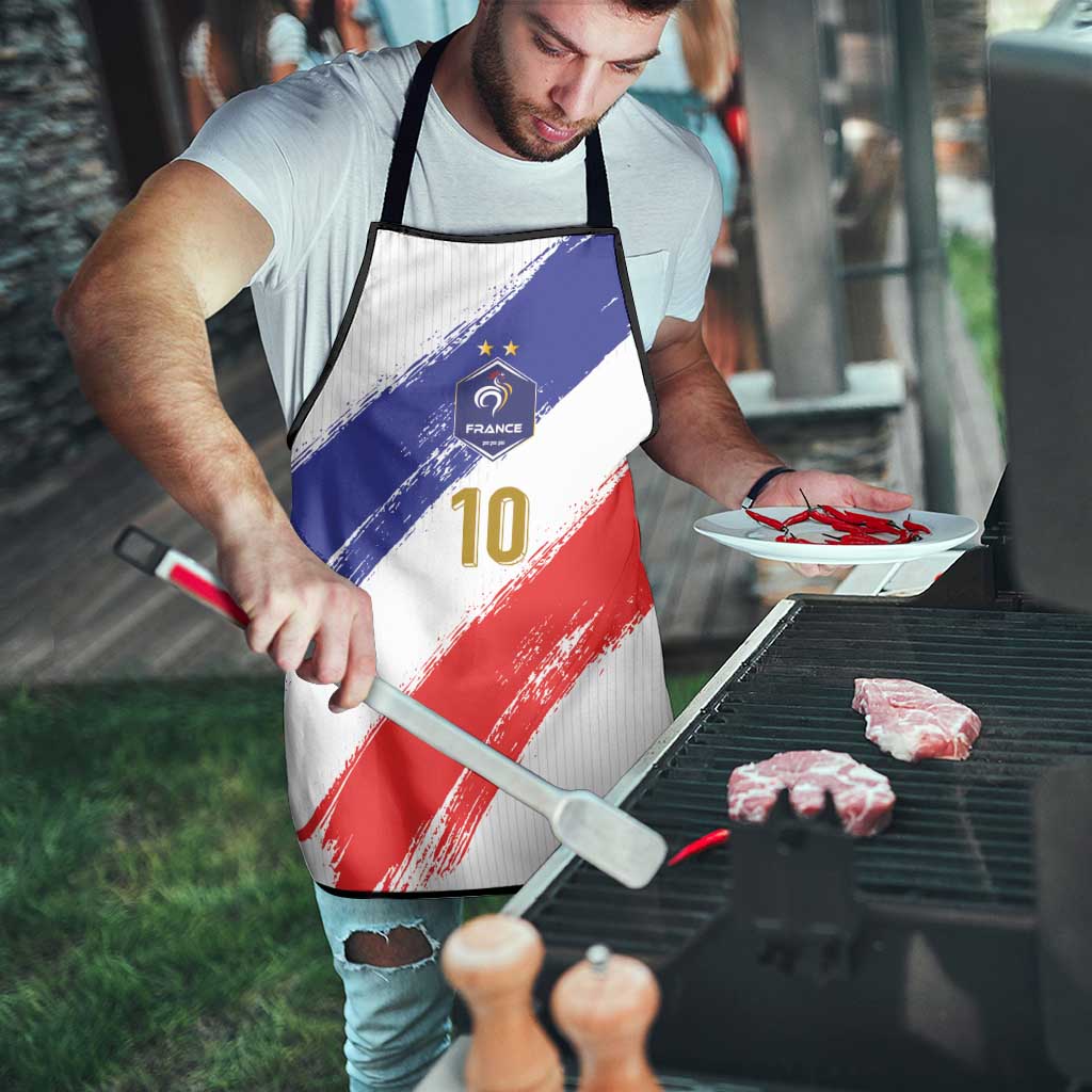 Custom France Foorball Apron Les Bleus Tricolor Brush Style - Wonder Print Shop