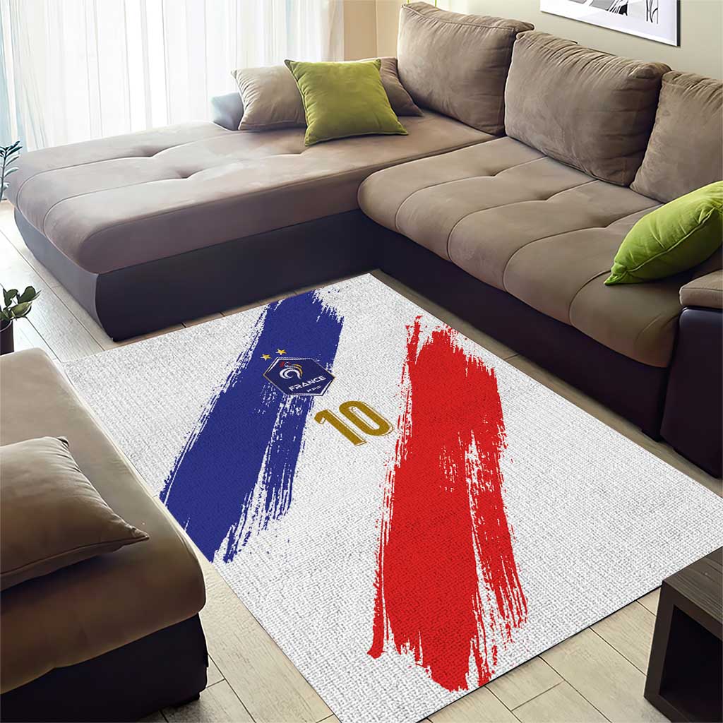 Custom France Foorball Area Rug Les Bleus Tricolor Brush Style - Wonder Print Shop