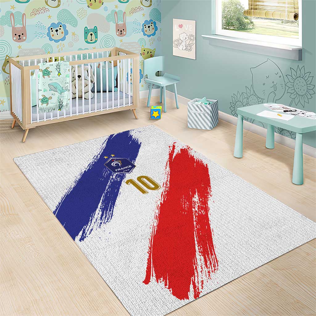 Custom France Foorball Area Rug Les Bleus Tricolor Brush Style - Wonder Print Shop