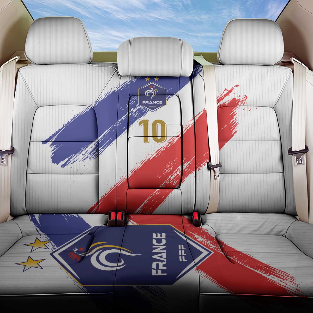 Custom France Foorball Back Car Seat Cover Les Bleus Tricolor Brush Style - Wonder Print Shop