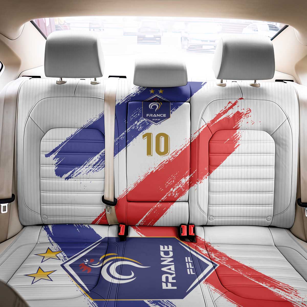 Custom France Foorball Back Car Seat Cover Les Bleus Tricolor Brush Style - Wonder Print Shop