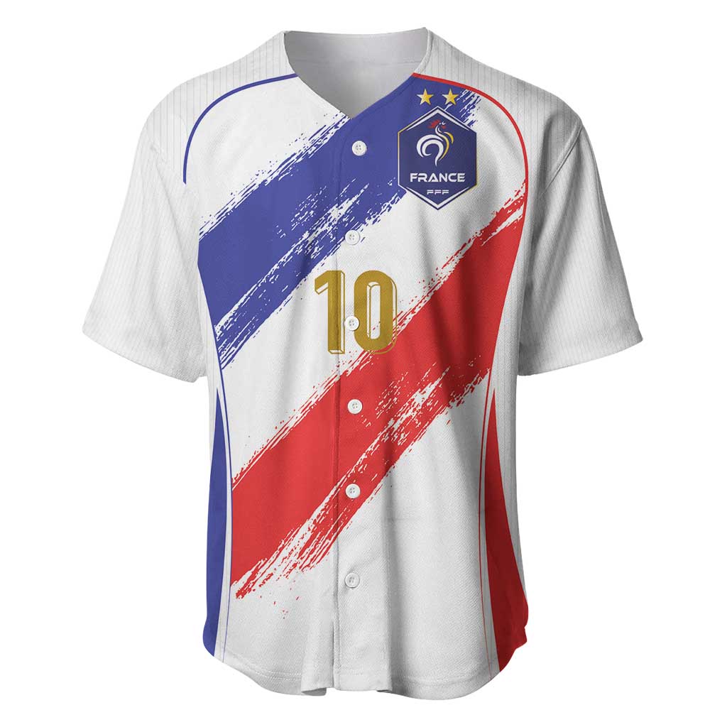 Custom France Foorball Baseball Jersey Les Bleus Tricolor Brush Style - Wonder Print Shop