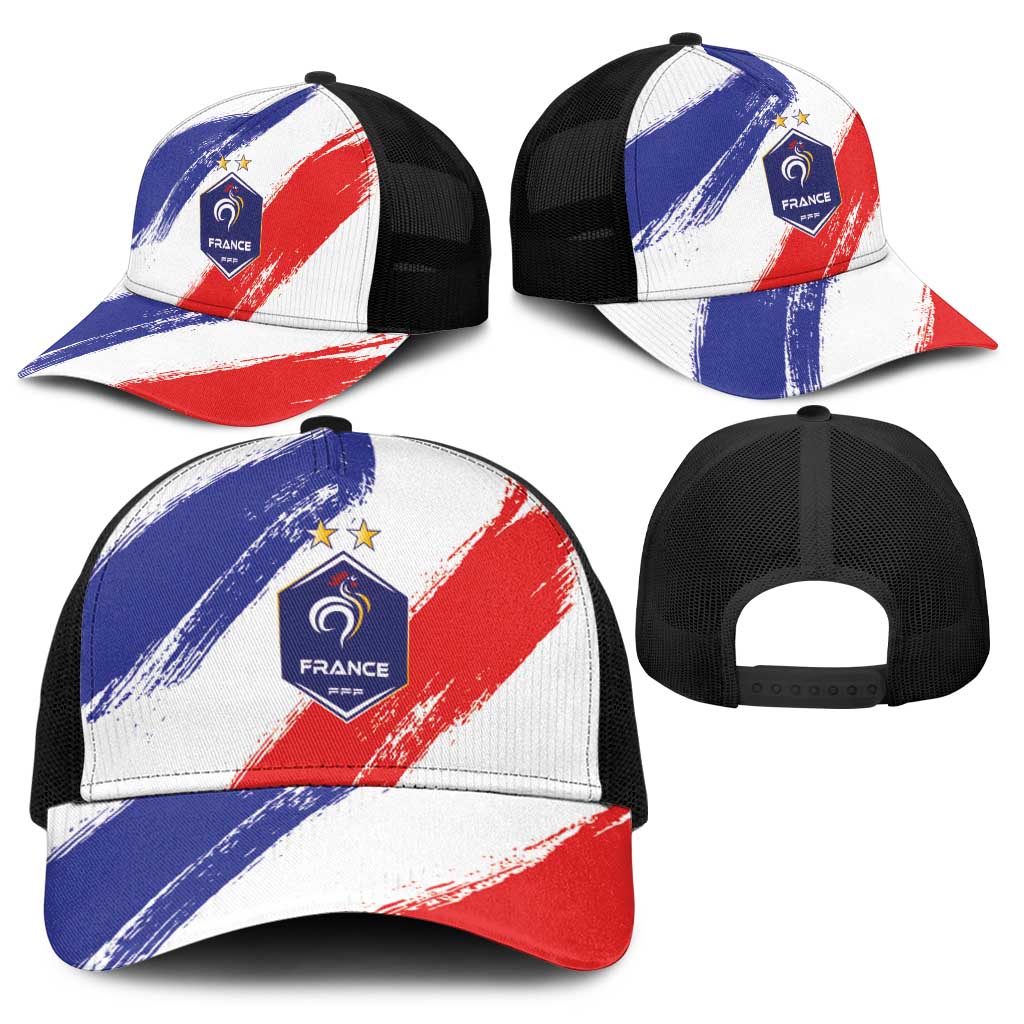 France Foorball Baseball Net Cap Les Bleus Tricolor Brush Style - Wonder Print Shop