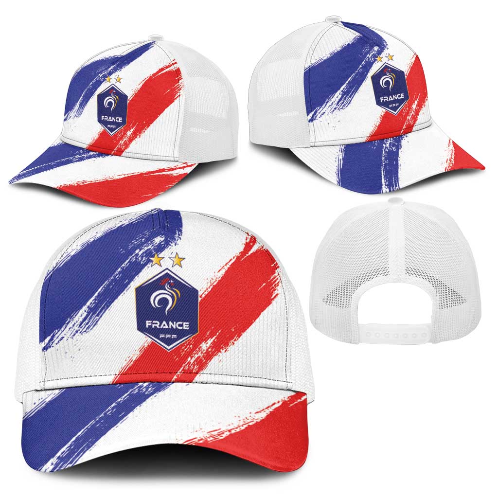 France Foorball Baseball Net Cap Les Bleus Tricolor Brush Style - Wonder Print Shop