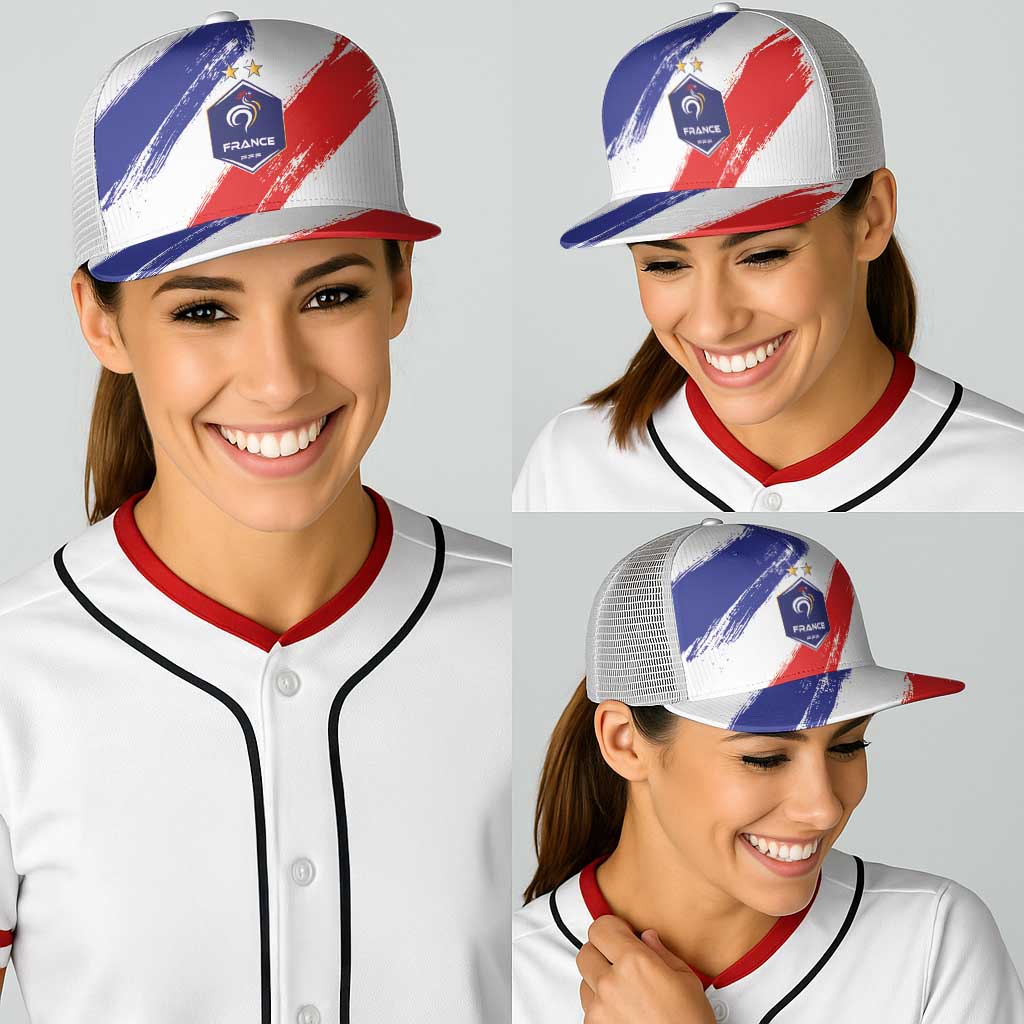 France Foorball Baseball Net Cap Les Bleus Tricolor Brush Style - Wonder Print Shop