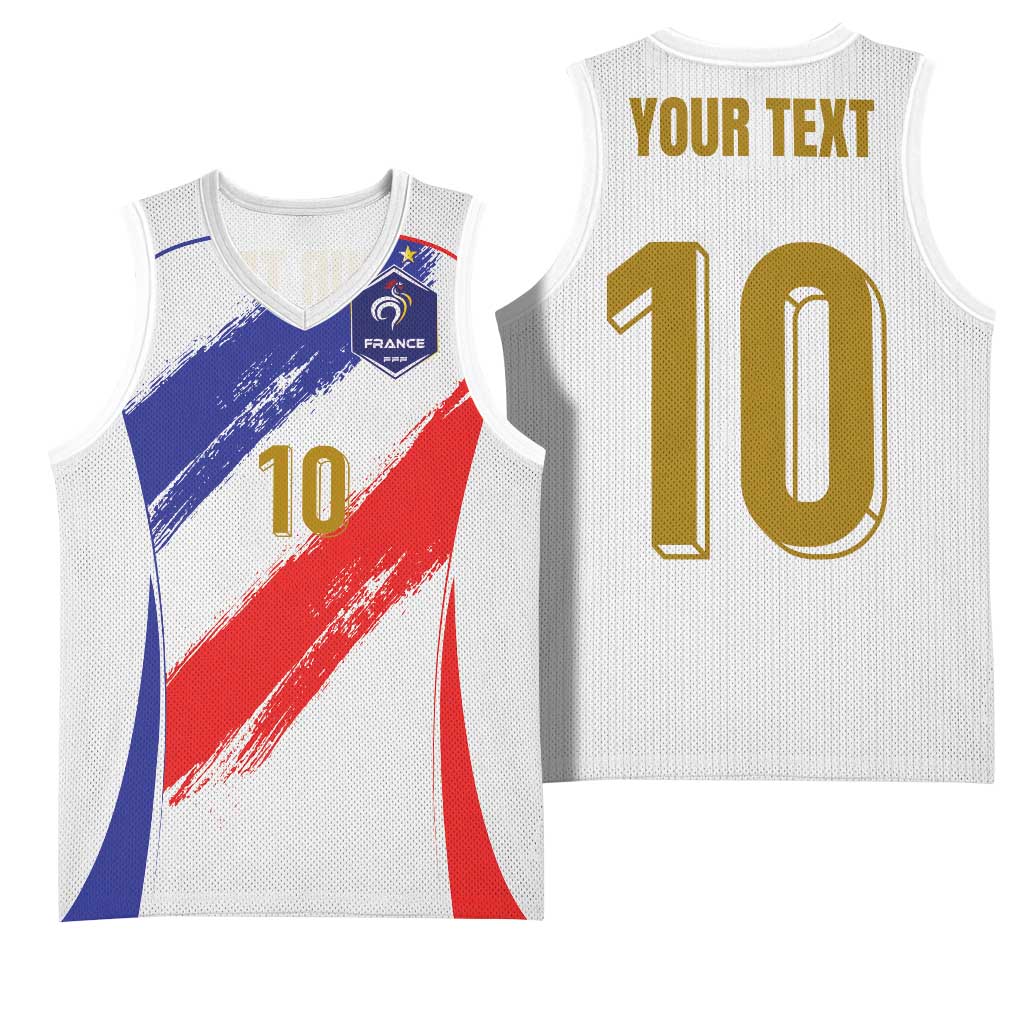 Custom France Foorball Basketball Jersey Les Bleus Tricolor Brush Style - Wonder Print Shop