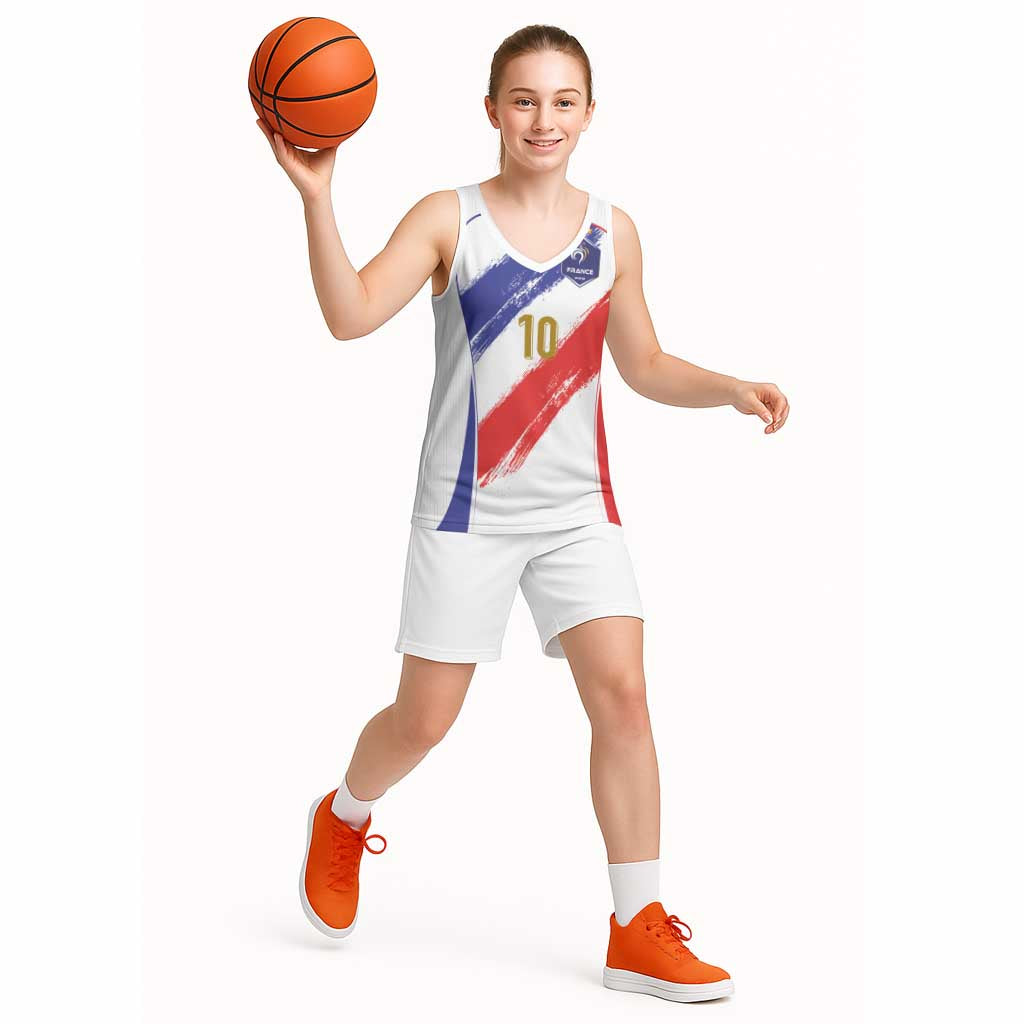 Custom France Foorball Basketball Jersey Les Bleus Tricolor Brush Style - Wonder Print Shop