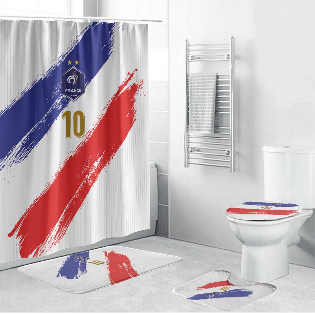 Custom France Foorball Bathroom Set Les Bleus Tricolor Brush Style - Wonder Print Shop
