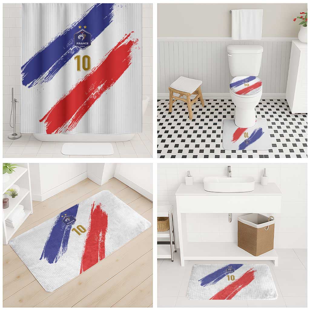 Custom France Foorball Bathroom Set Les Bleus Tricolor Brush Style - Wonder Print Shop