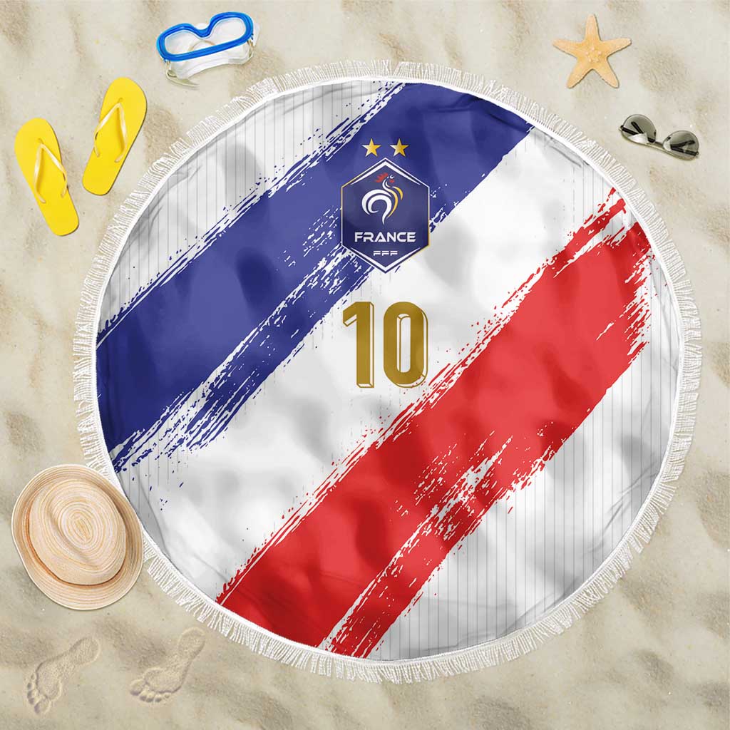 Custom France Foorball Beach Blanket Les Bleus Tricolor Brush Style - Wonder Print Shop