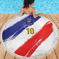Custom France Foorball Beach Blanket Les Bleus Tricolor Brush Style - Wonder Print Shop