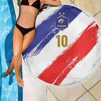 Custom France Foorball Beach Blanket Les Bleus Tricolor Brush Style - Wonder Print Shop