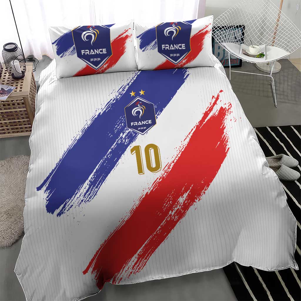 Custom France Foorball Bedding Set Les Bleus Tricolor Brush Style - Wonder Print Shop