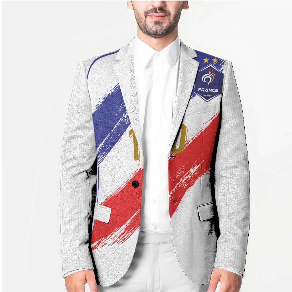 Custom France Foorball Blazer Les Bleus Tricolor Brush Style - Wonder Print Shop