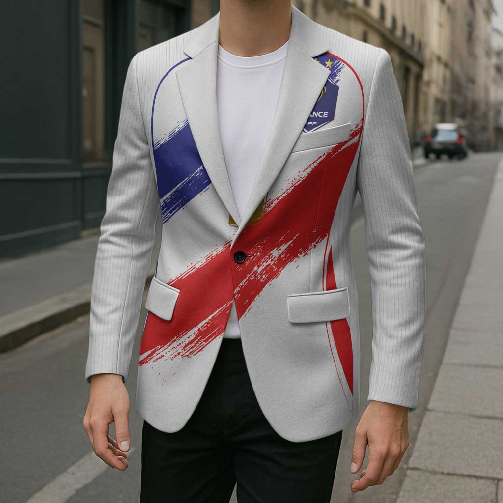 Custom France Foorball Blazer Les Bleus Tricolor Brush Style - Wonder Print Shop