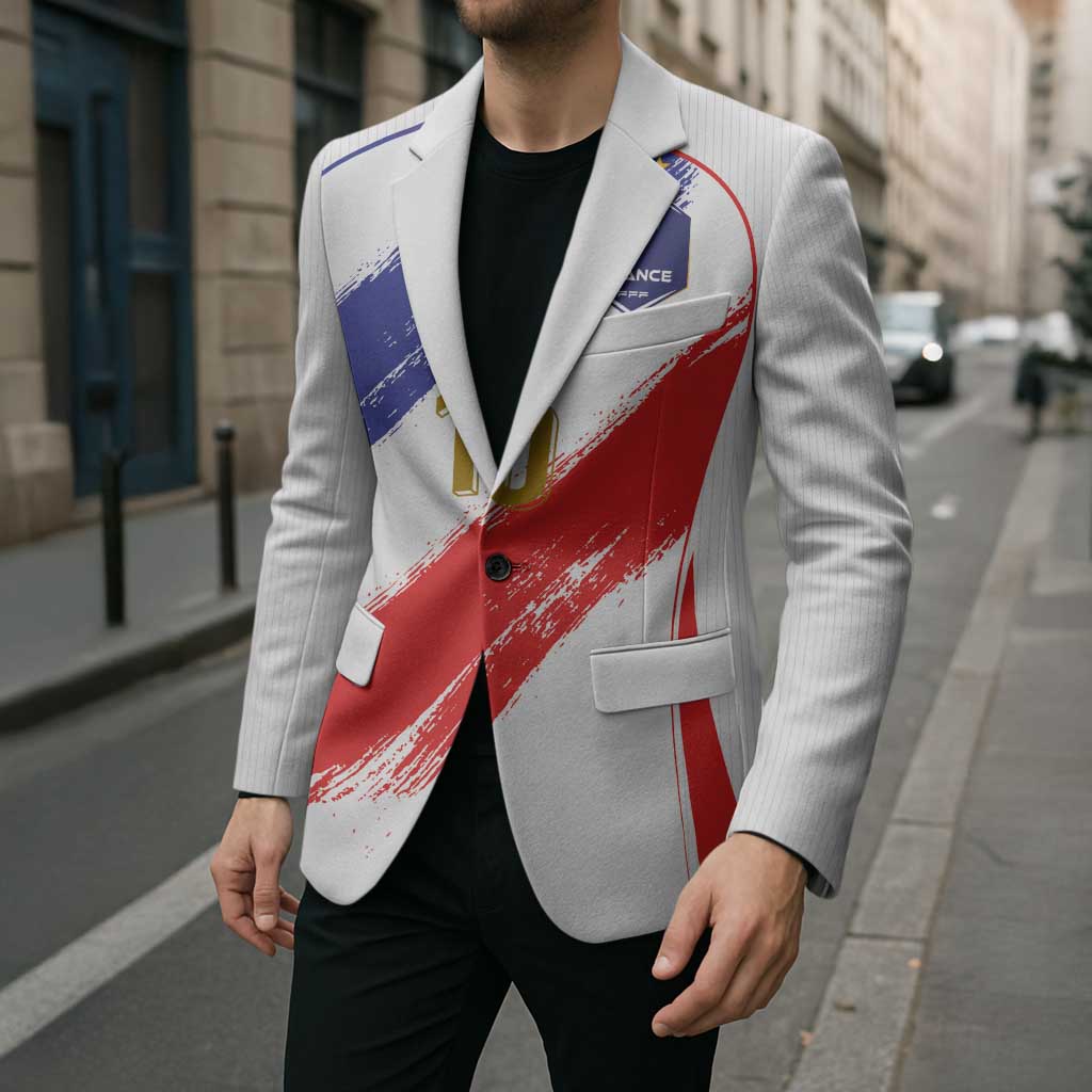 Custom France Foorball Blazer Les Bleus Tricolor Brush Style - Wonder Print Shop