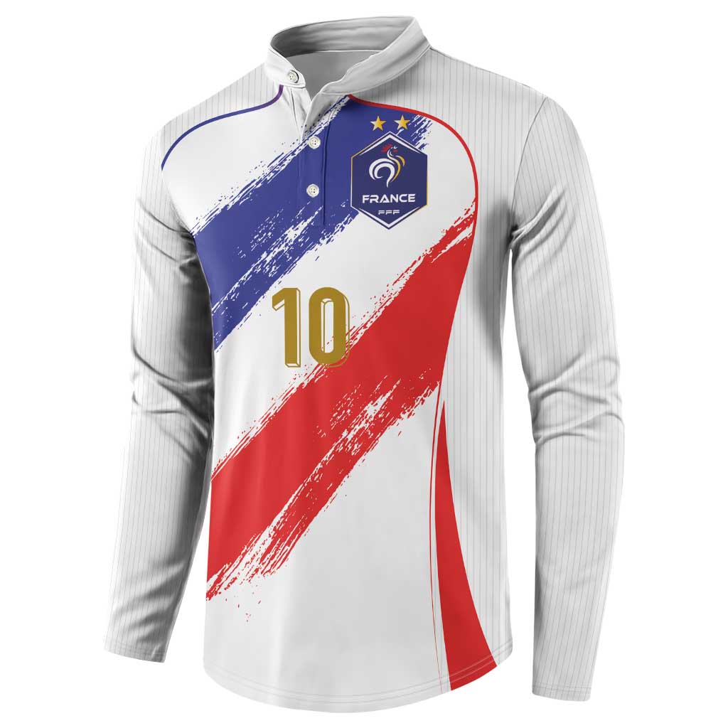 Custom France Foorball Button Sweatshirt Les Bleus Tricolor Brush Style - Wonder Print Shop