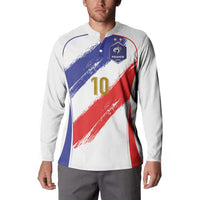 Custom France Foorball Button Sweatshirt Les Bleus Tricolor Brush Style - Wonder Print Shop