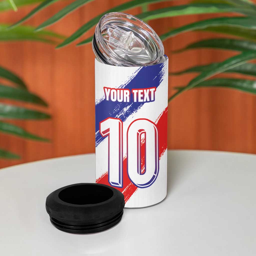 Custom France Foorball 4 in 1 Can Cooler Tumbler Les Bleus Tricolor Brush Style - Wonder Print Shop