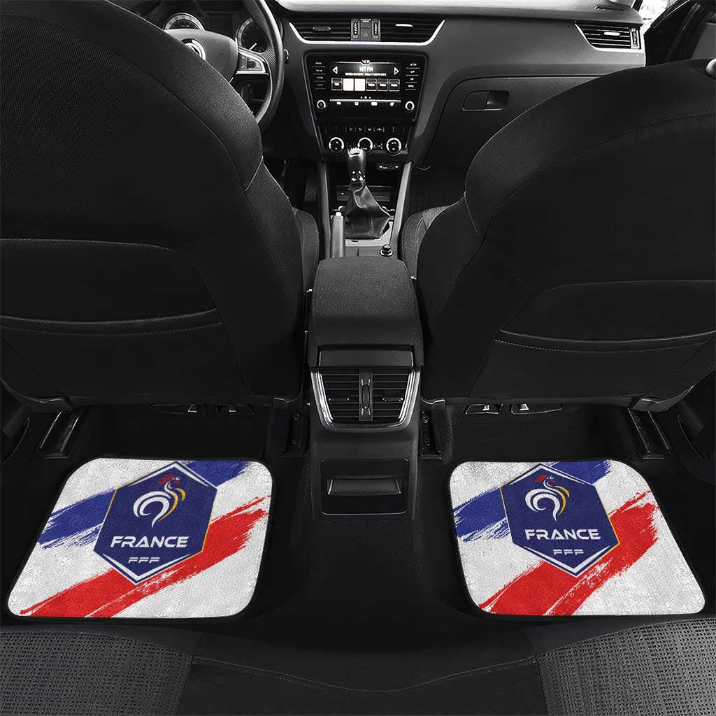 Custom France Foorball Car Mats Les Bleus Tricolor Brush Style - Wonder Print Shop