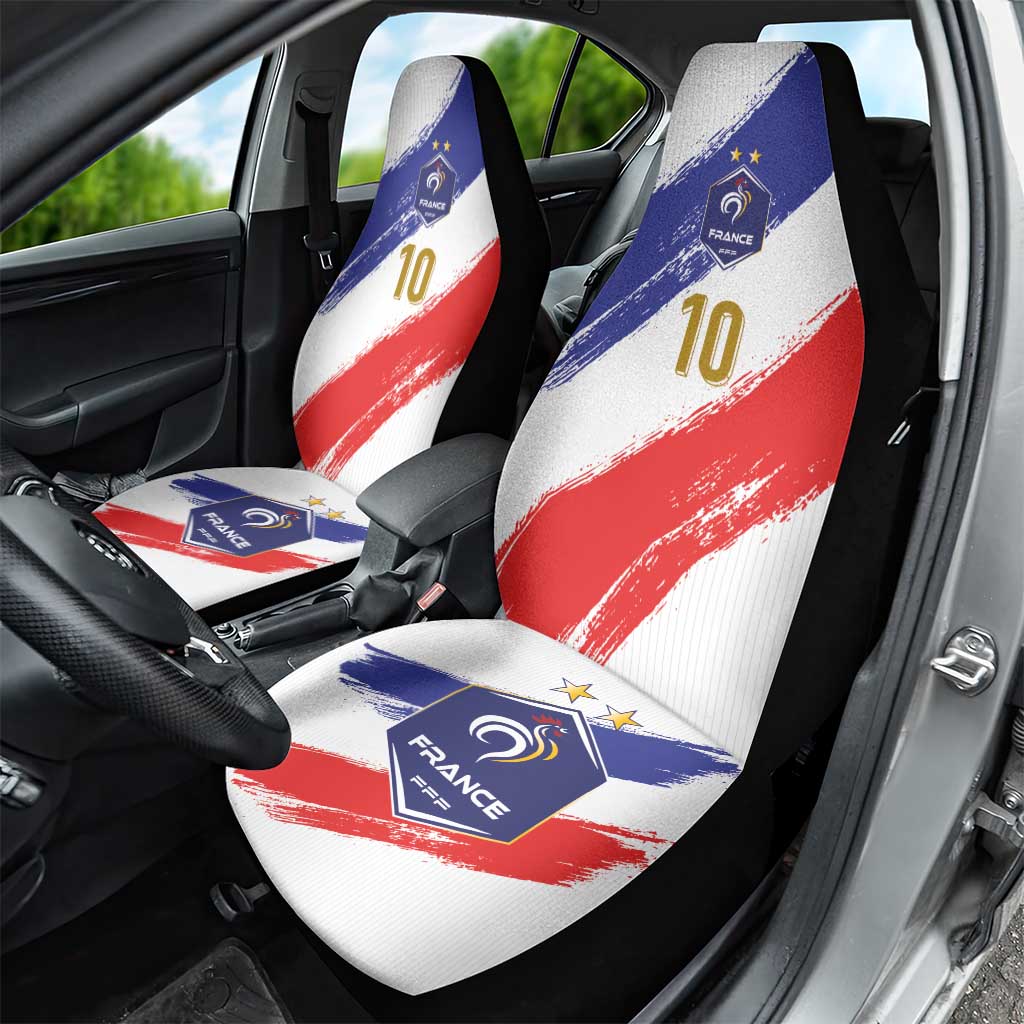 Custom France Foorball Car Seat Cover Les Bleus Tricolor Brush Style - Wonder Print Shop