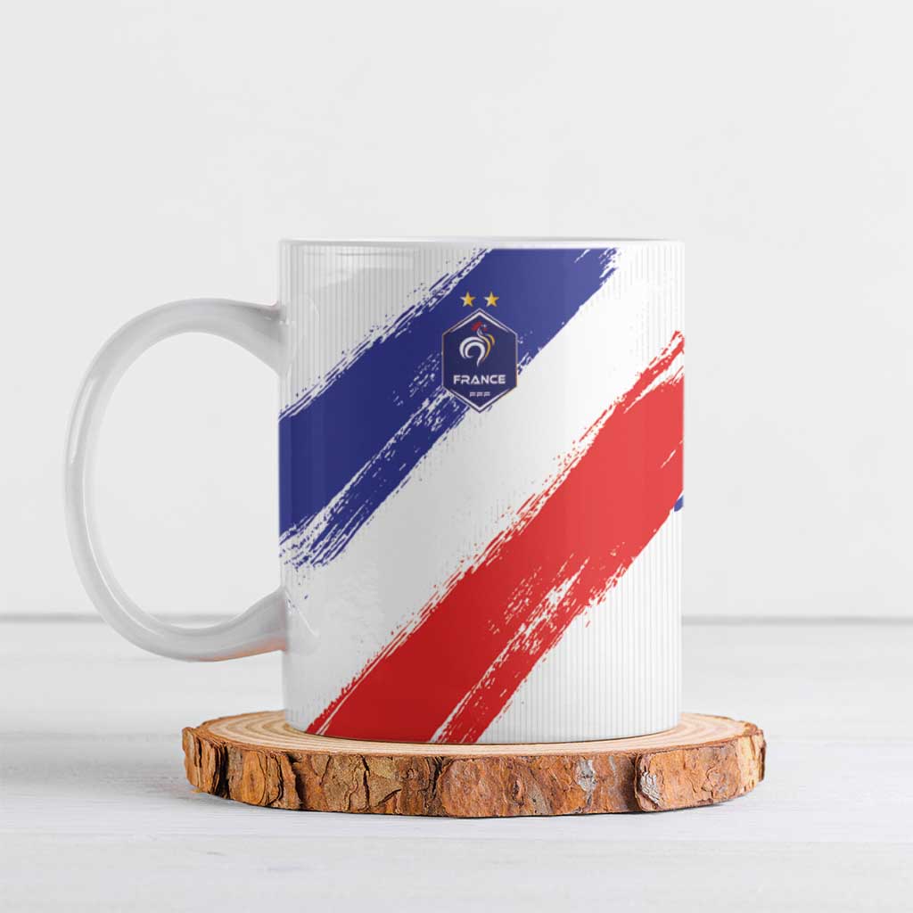 Custom France Foorball Ceramic Mug Les Bleus Tricolor Brush Style - Wonder Print Shop