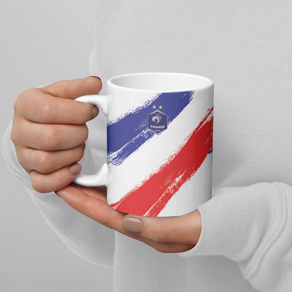 Custom France Foorball Ceramic Mug Les Bleus Tricolor Brush Style - Wonder Print Shop