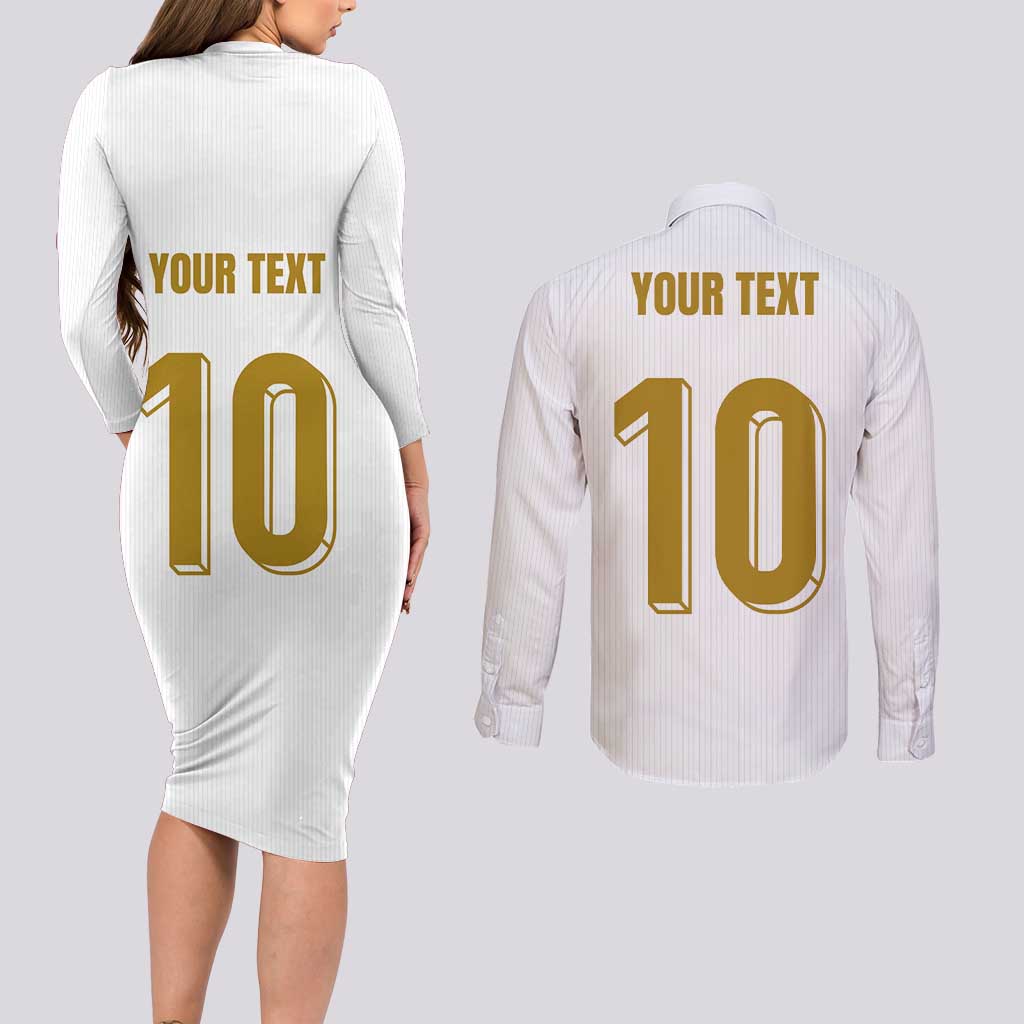 Custom France Foorball Couples Matching Long Sleeve Bodycon Dress and Long Sleeve Button Shirt Les Bleus Tricolor Brush Style - Wonder Print Shop