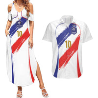 Custom France Foorball Couples Matching Summer Maxi Dress and Hawaiian Shirt Les Bleus Tricolor Brush Style - Wonder Print Shop