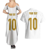 Custom France Foorball Couples Matching Summer Maxi Dress and Hawaiian Shirt Les Bleus Tricolor Brush Style - Wonder Print Shop